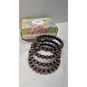 4-Plunder Bracelet Bangle Copper Tent Color Crystals Faceted Magnetic Bronze
